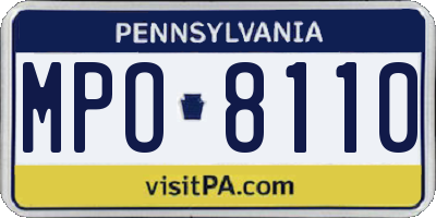 PA license plate MPO8110