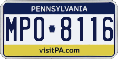 PA license plate MPO8116