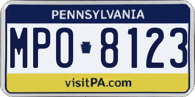 PA license plate MPO8123
