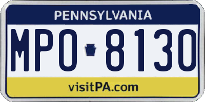 PA license plate MPO8130