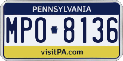 PA license plate MPO8136