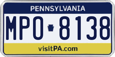 PA license plate MPO8138