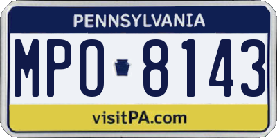 PA license plate MPO8143