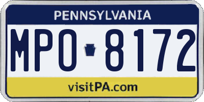 PA license plate MPO8172