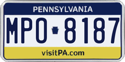 PA license plate MPO8187
