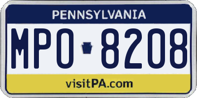 PA license plate MPO8208