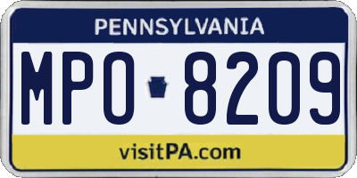 PA license plate MPO8209