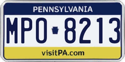 PA license plate MPO8213
