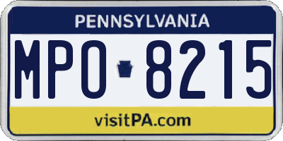 PA license plate MPO8215
