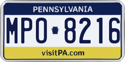 PA license plate MPO8216