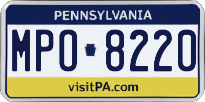 PA license plate MPO8220