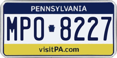 PA license plate MPO8227