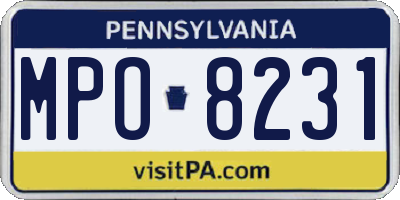 PA license plate MPO8231