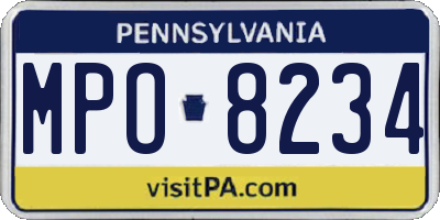 PA license plate MPO8234