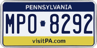PA license plate MPO8292