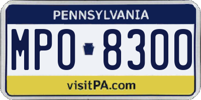 PA license plate MPO8300