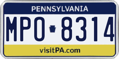 PA license plate MPO8314