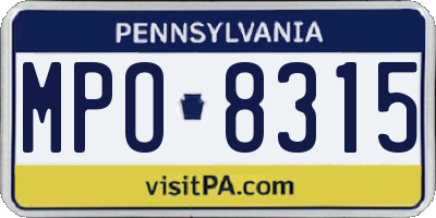 PA license plate MPO8315