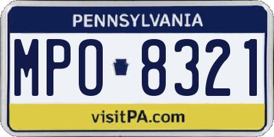 PA license plate MPO8321