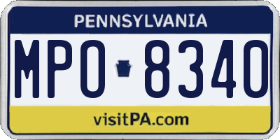 PA license plate MPO8340
