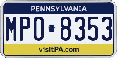 PA license plate MPO8353