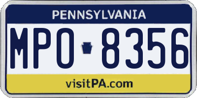 PA license plate MPO8356