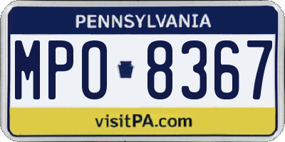 PA license plate MPO8367