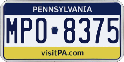 PA license plate MPO8375