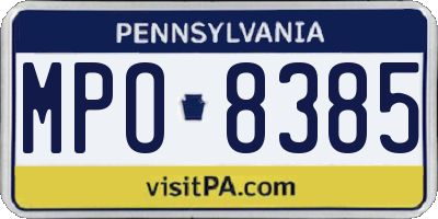 PA license plate MPO8385