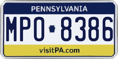 PA license plate MPO8386
