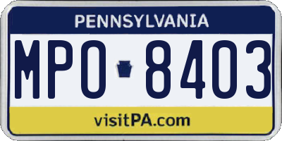 PA license plate MPO8403