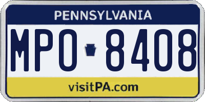 PA license plate MPO8408
