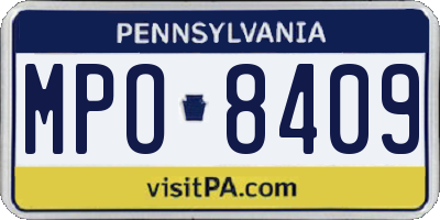PA license plate MPO8409