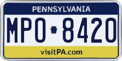 PA license plate MPO8420