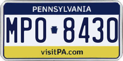 PA license plate MPO8430