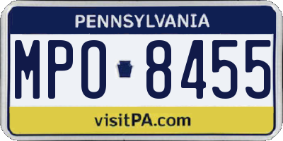 PA license plate MPO8455