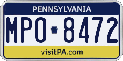 PA license plate MPO8472