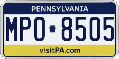 PA license plate MPO8505