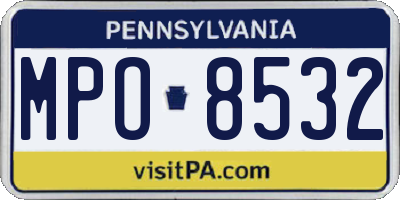 PA license plate MPO8532