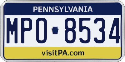 PA license plate MPO8534