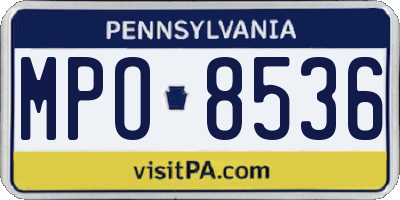 PA license plate MPO8536
