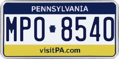PA license plate MPO8540