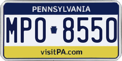 PA license plate MPO8550