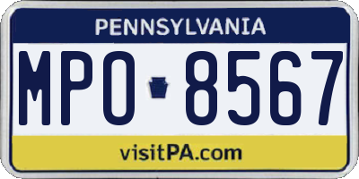 PA license plate MPO8567