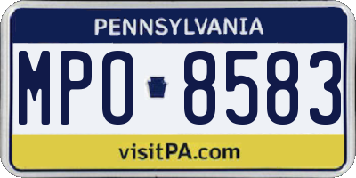 PA license plate MPO8583
