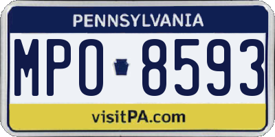 PA license plate MPO8593