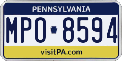 PA license plate MPO8594