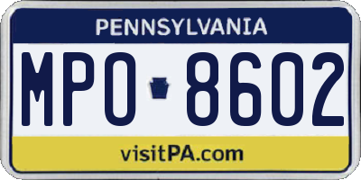 PA license plate MPO8602