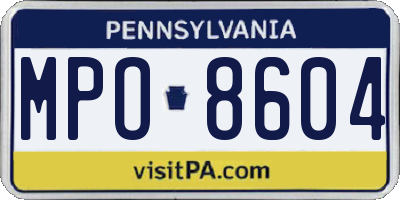 PA license plate MPO8604