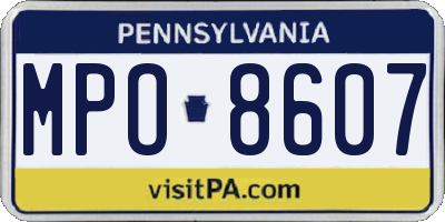 PA license plate MPO8607